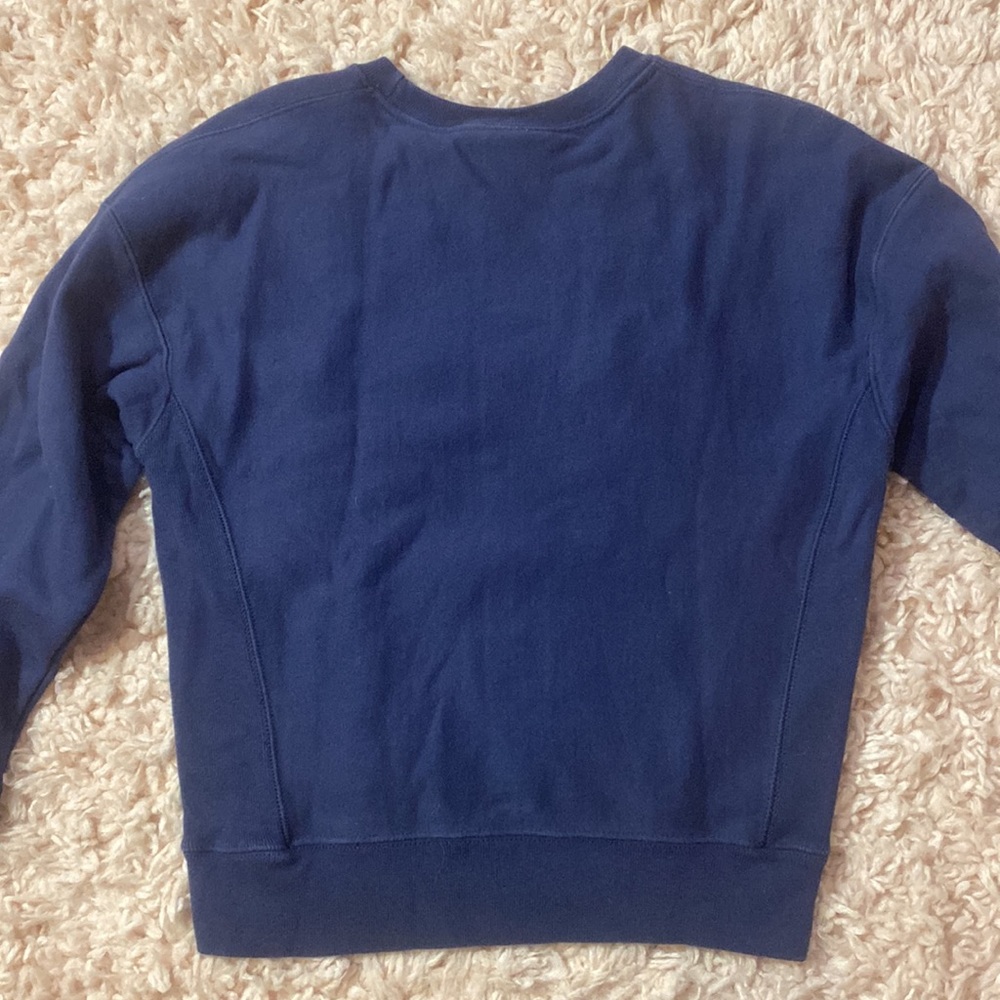 Champion Navy Blue Crew Neck Sweatshirt Pullover Reverse Weave - Picture 2 of 4